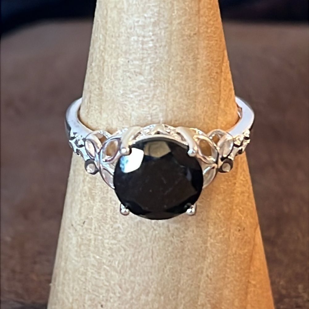 Black Tourmaline Floral Butterfly Rings by in Sterling silver size 10
